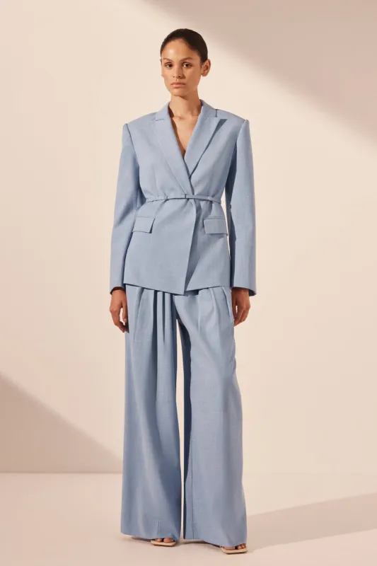 ASHER BELTED BLAZER - CHAMBRAY BLUE sold by Shona Joy