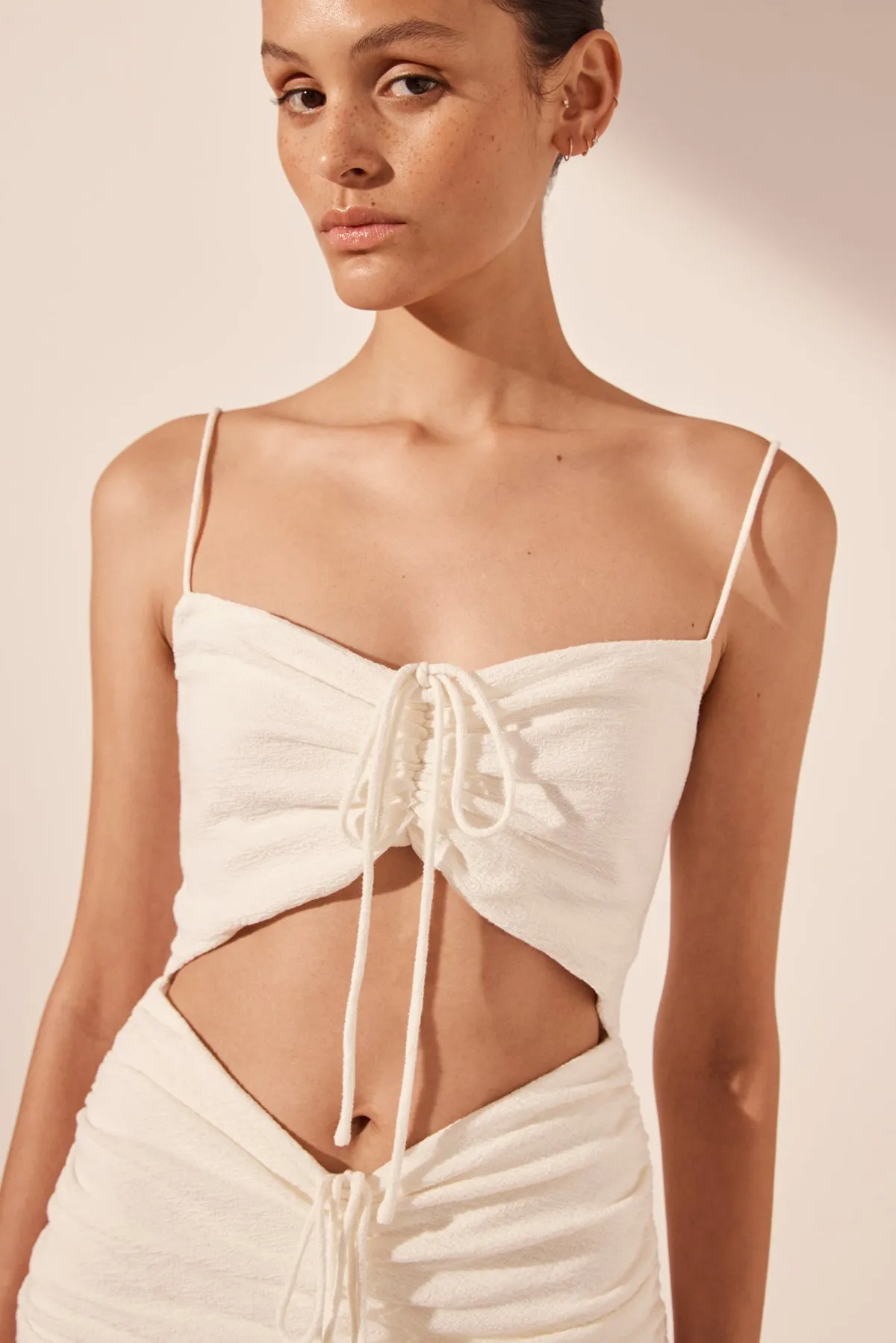 BEAU SLEEVELESS DRAWSTRING MAXI DRESS - IVORY sold by Shona Joy product image thumbnail 2