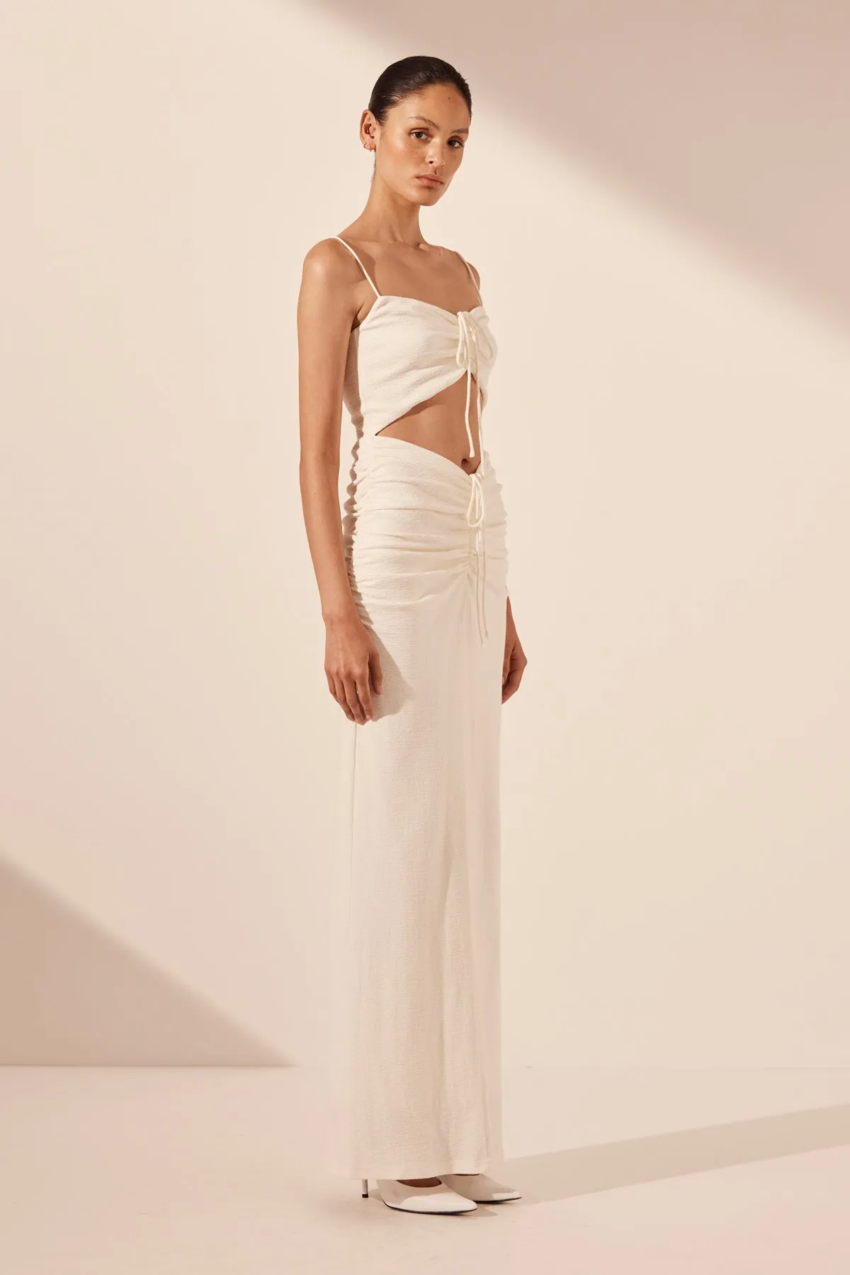 BEAU SLEEVELESS DRAWSTRING MAXI DRESS - IVORY sold by Shona Joy product image thumbnail 3