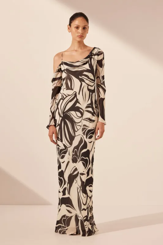 IMANE ASYMMETRICAL LONG SLEEVE MAXI DRESS sold by Shona Joy