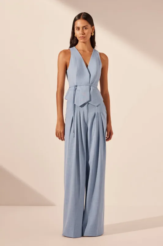 ASHER BELTED VEST - CHAMBRAY BLUE sold by Shona Joy