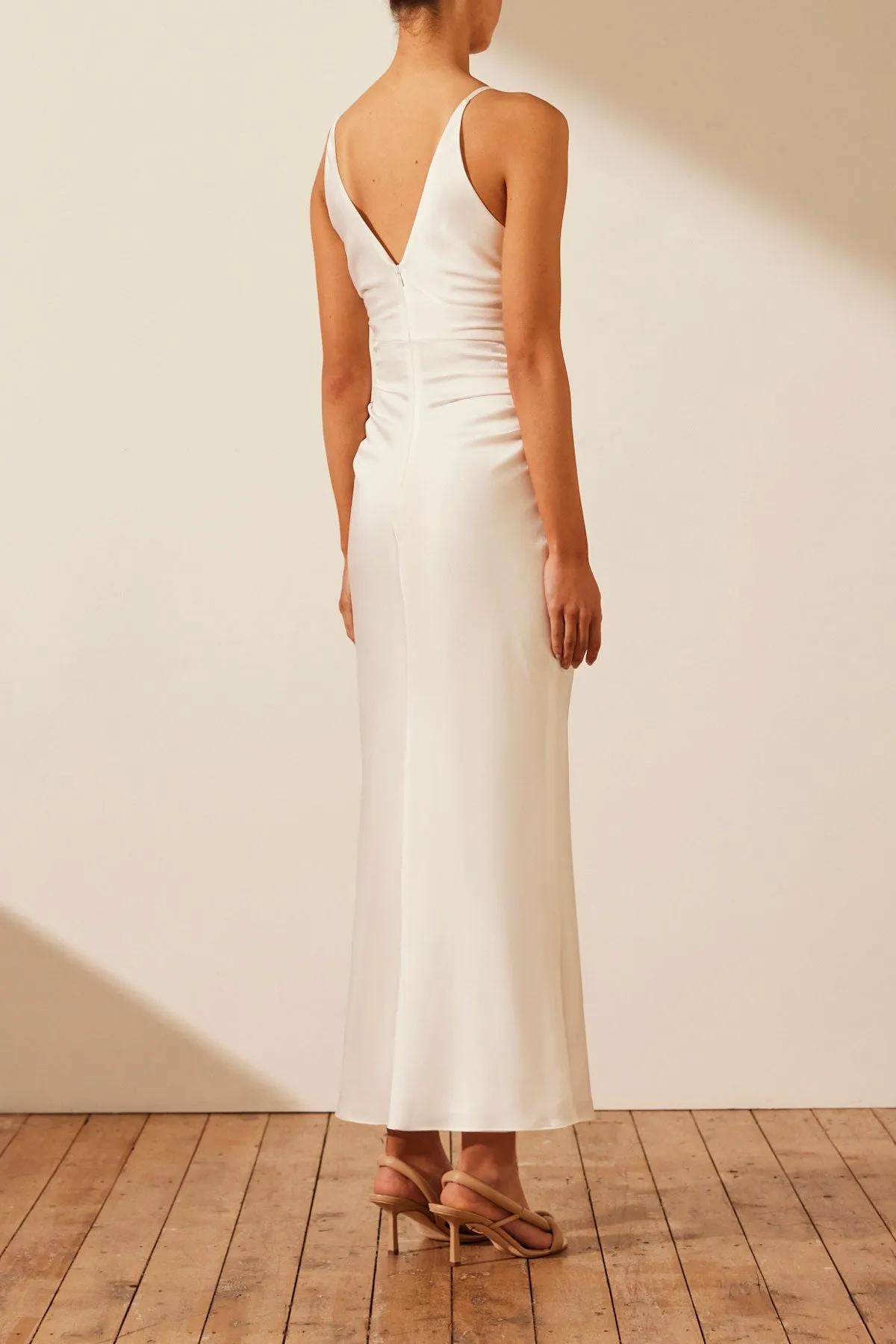 LUXE HIGH NECK RUCHED MIDI DRESS - IVORY sold by Shona Joy product image thumbnail 4