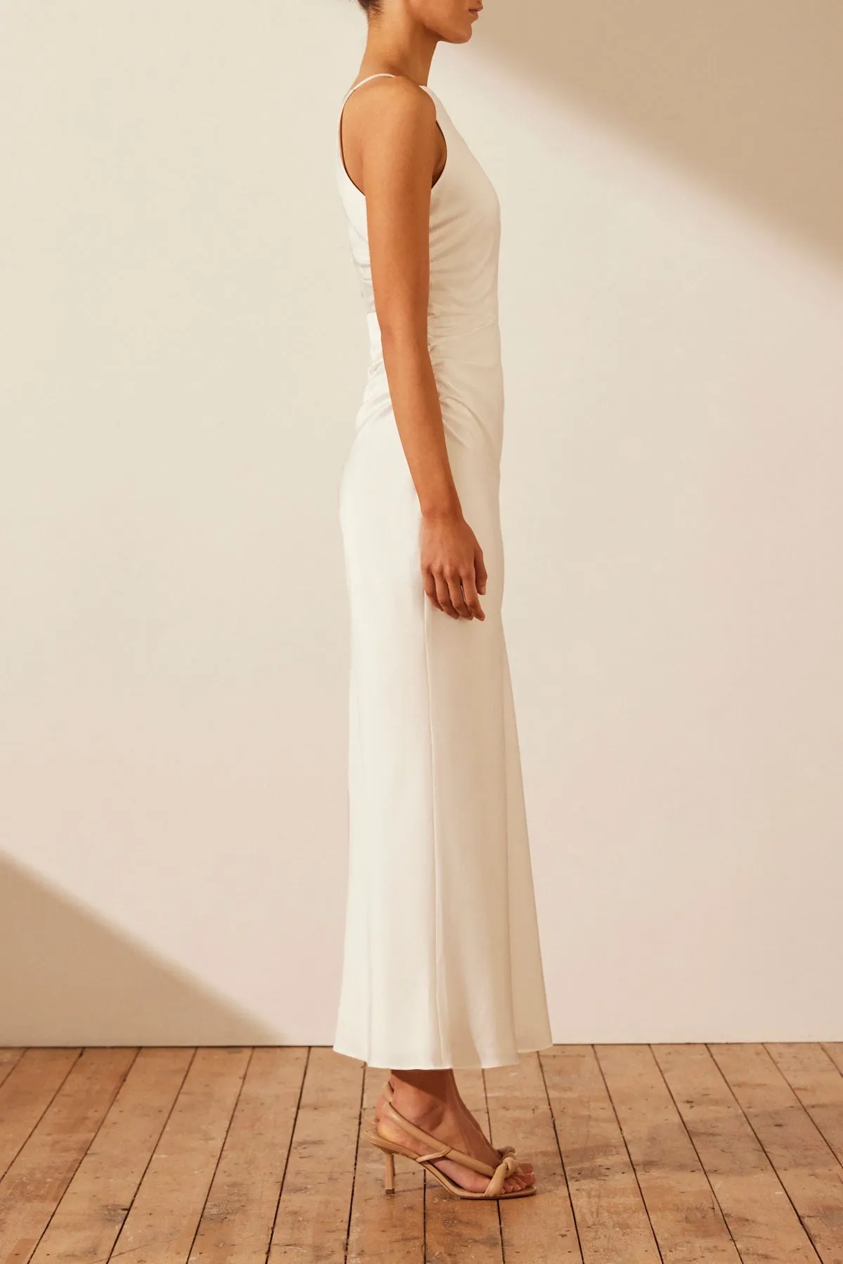 LUXE HIGH NECK RUCHED MIDI DRESS - IVORY sold by Shona Joy product image thumbnail 3
