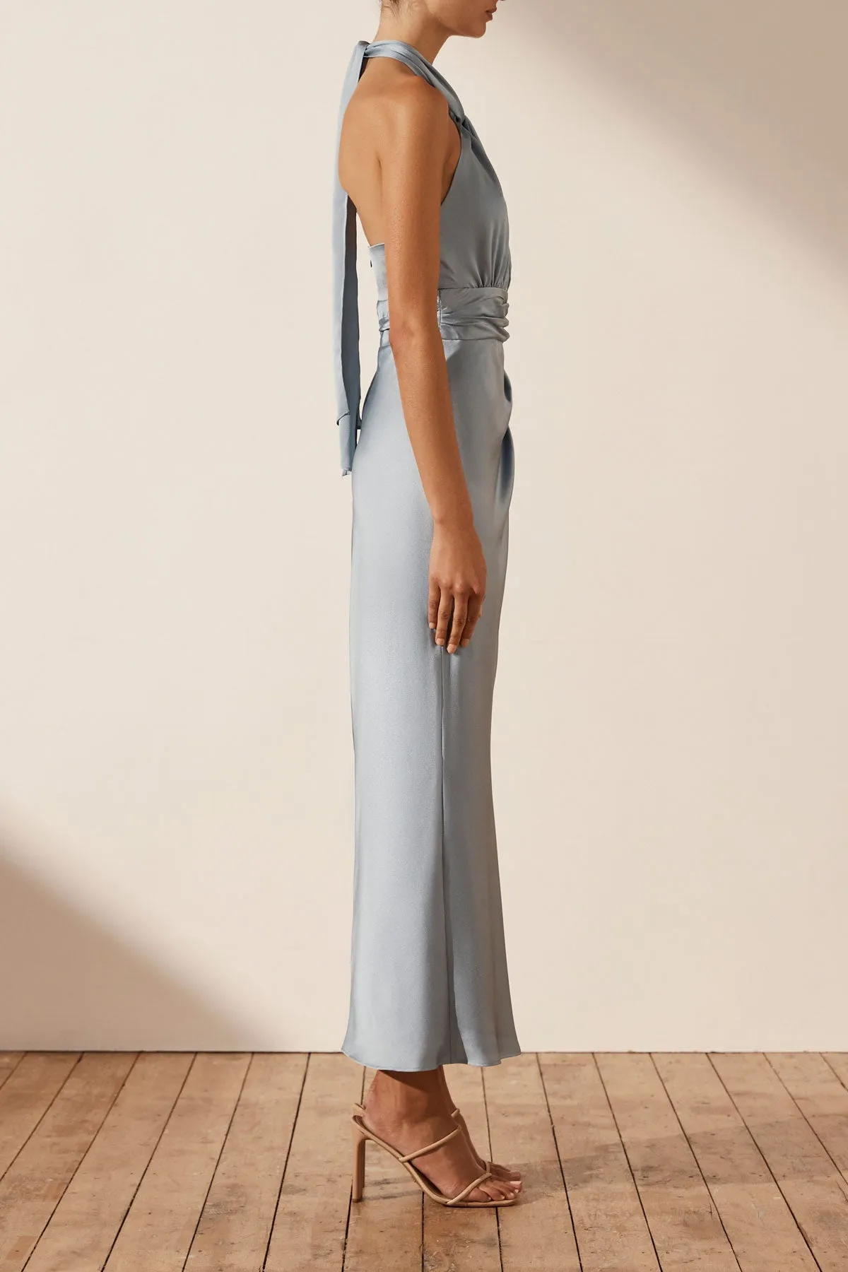 LUXE GATHERED HALTER MIDI DRESS - AZURE sold by Shona Joy product image thumbnail 3