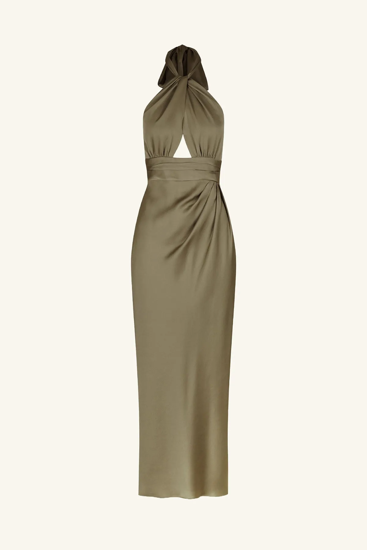 LUXE GATHERED HALTER MIDI DRESS - PINE sold by Shona Joy product image thumbnail 5