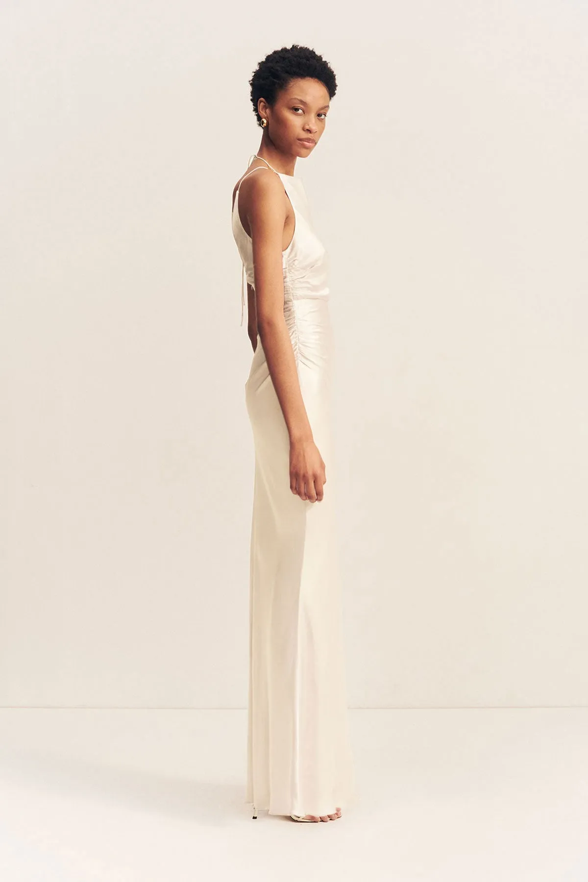 LA LUNE HIGH NECK RUCHED MAXI DRESS - CREAM sold by Shona Joy product image thumbnail 3