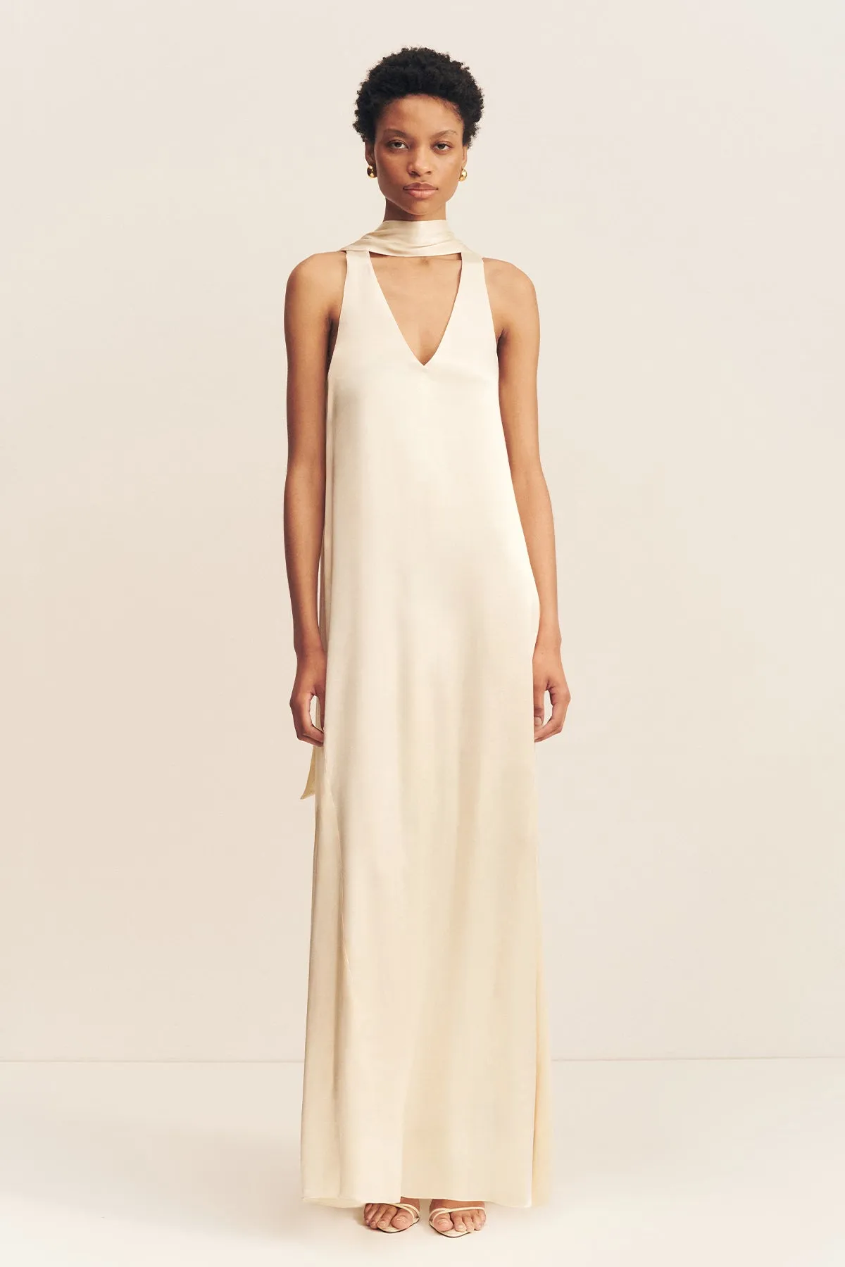 LA LUNE SCARF PANELLED MAXI DRESS - CREAM sold by Shona Joy