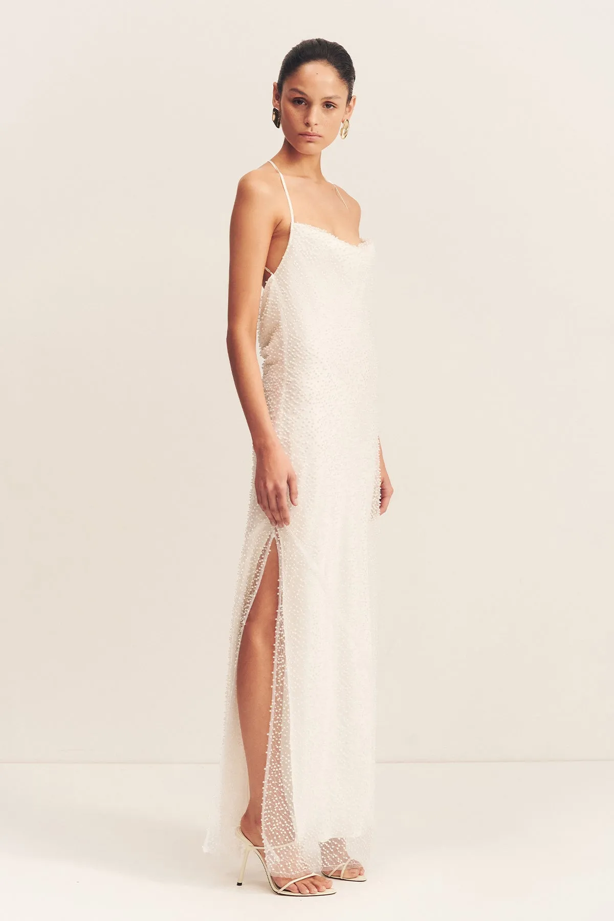 IRIDESCENT DOUBLE COWL OPEN BACK MAXI DRESS sold by Shona Joy product image thumbnail 3