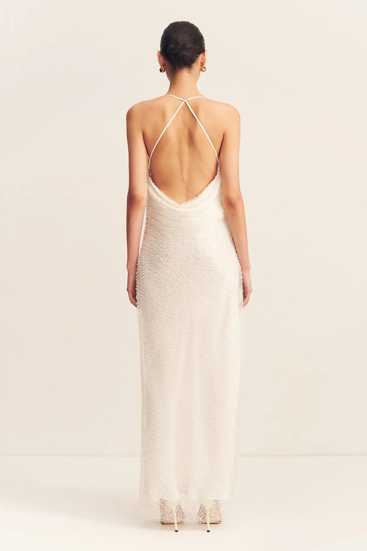 IRIDESCENT DOUBLE COWL OPEN BACK MAXI DRESS sold by Shona Joy product image thumbnail 5