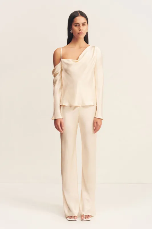 LA LUNE ASYMMETRICAL LONG SLEEVE TOP - CREAM sold by Shona Joy