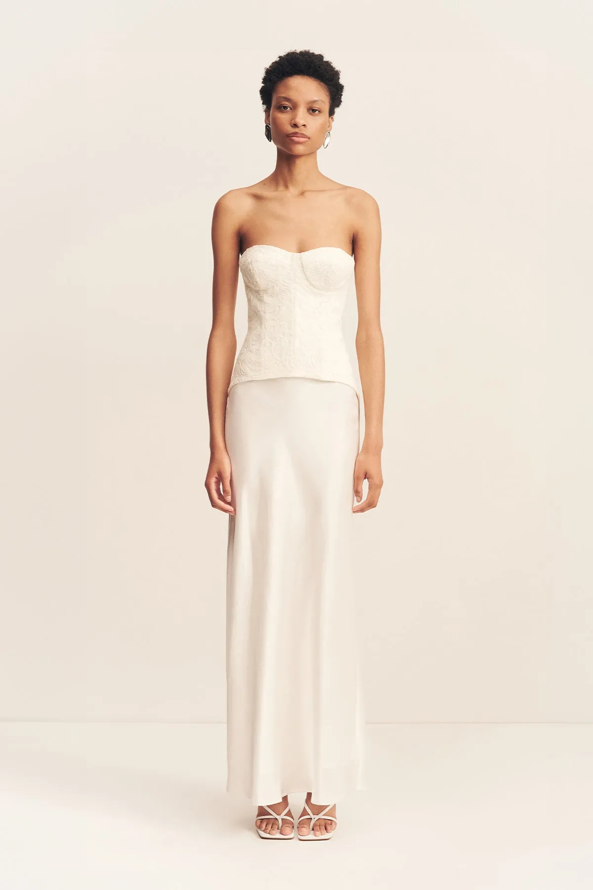 LUMINOUS LACE STRAPLESS BUSTIER - IVORY sold by Shona Joy