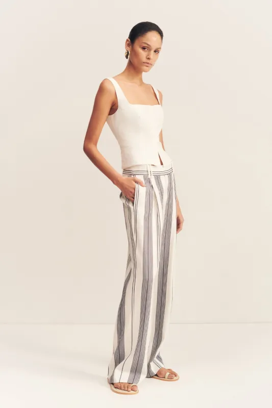 HARLOW TAILORED SLOUCH PANT - IVORY/ NAVY sold by Shona Joy