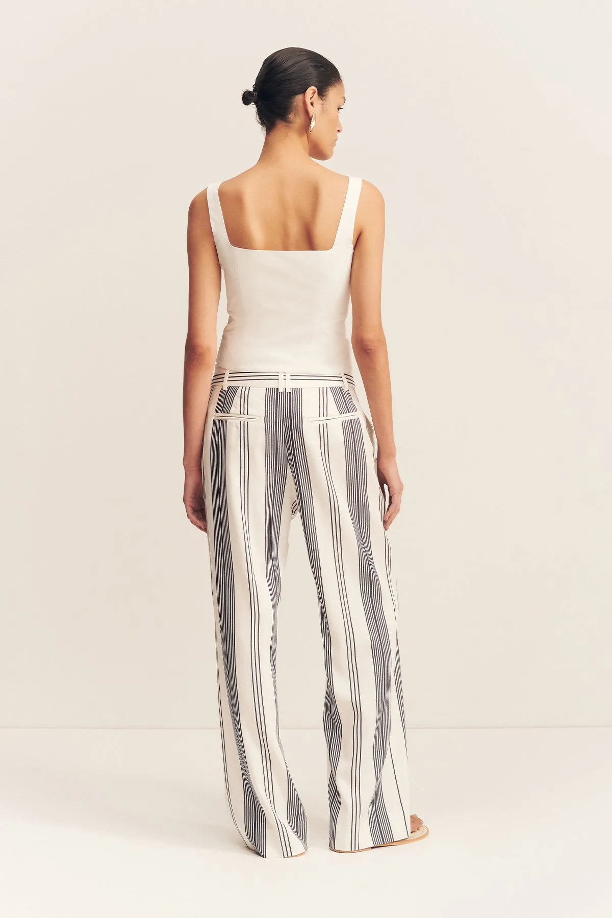 HARLOW TAILORED SLOUCH PANT - IVORY/ NAVY sold by Shona Joy product image thumbnail 4