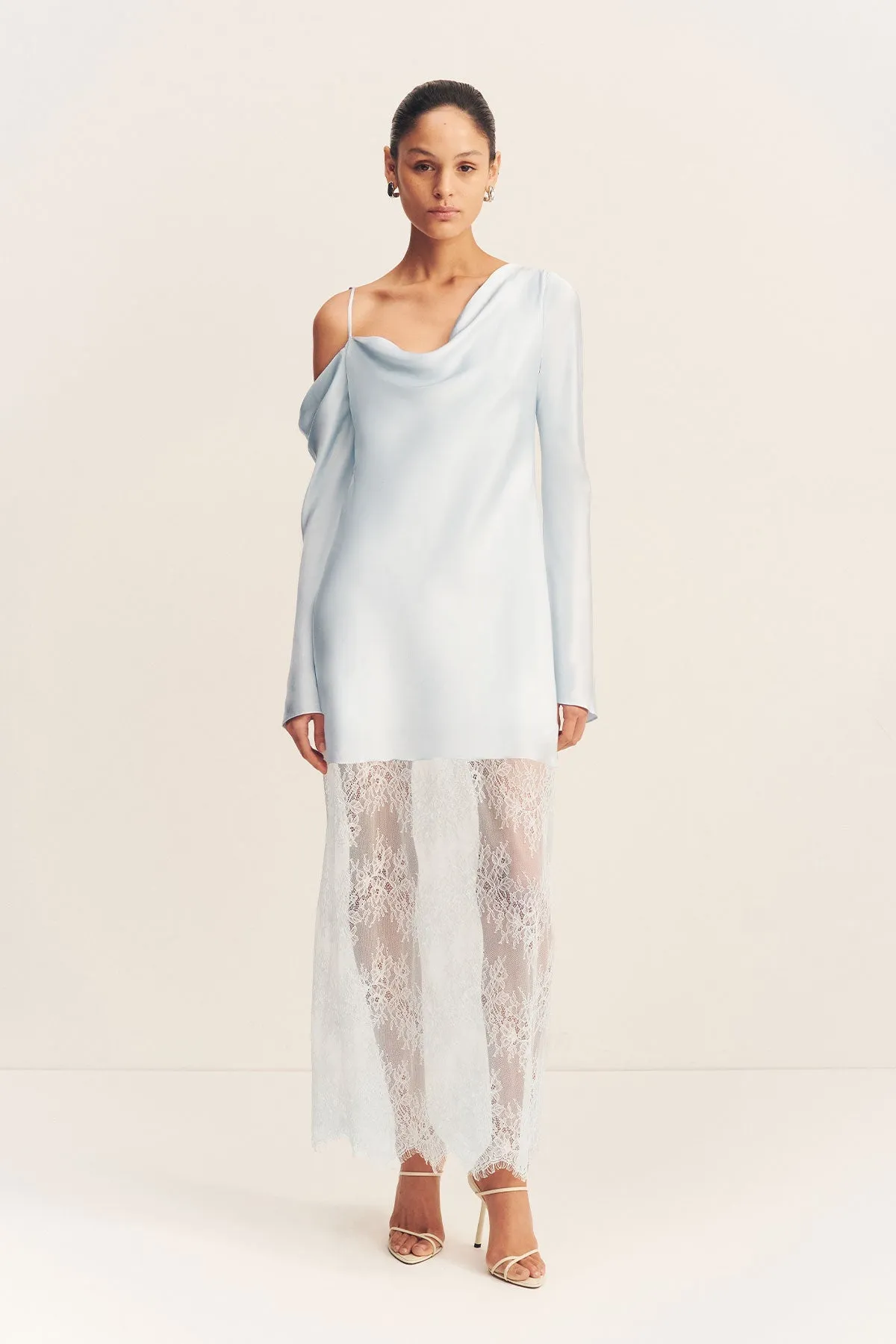 LABYRINTH LACE LONG SLEEVE MAXI DRESS - PALE BLUE sold by Shona Joy