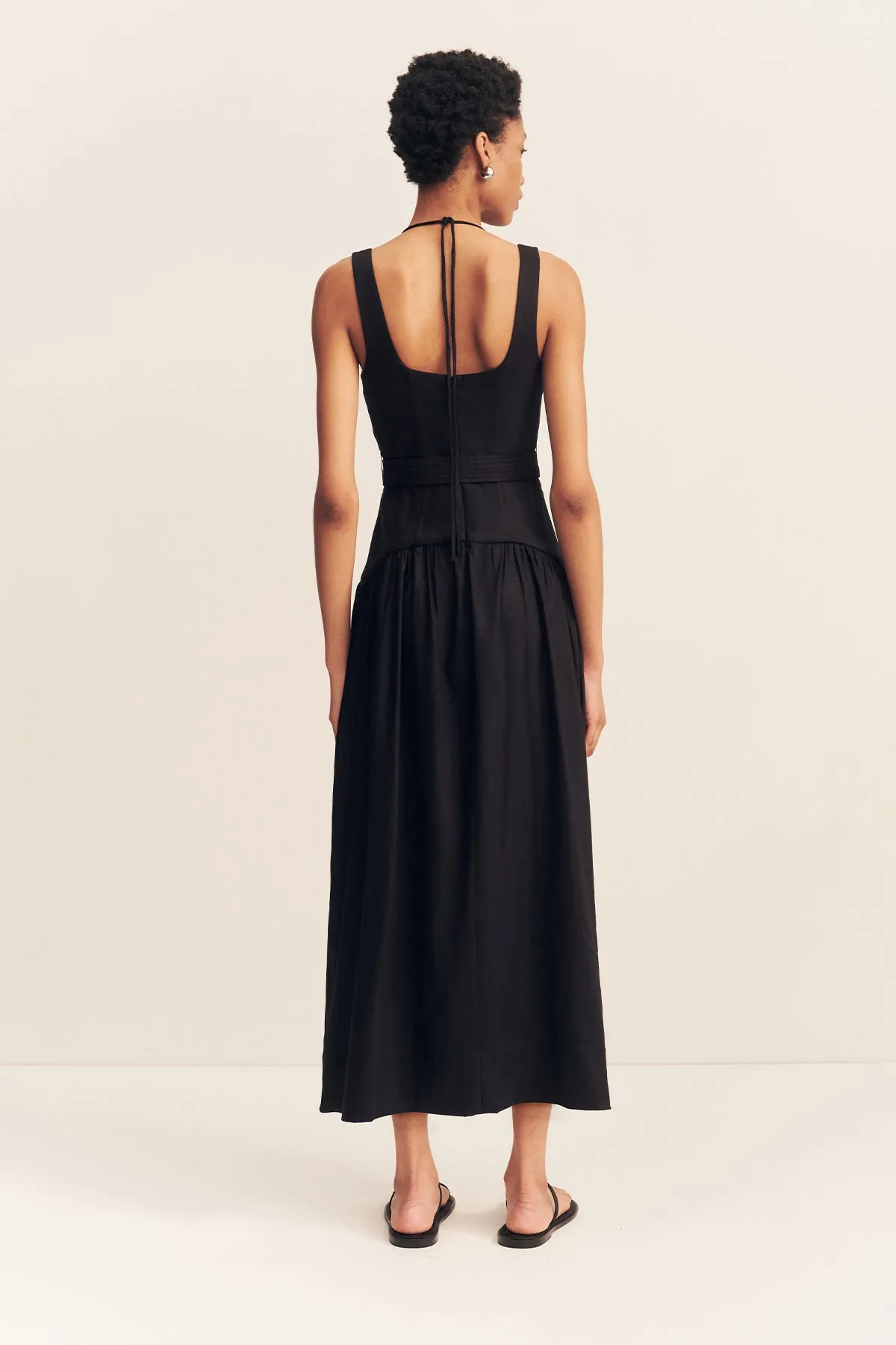 KASBAH BUSTIER GATHERED MIDI DRESS - BLACK sold by Shona Joy product image thumbnail 5
