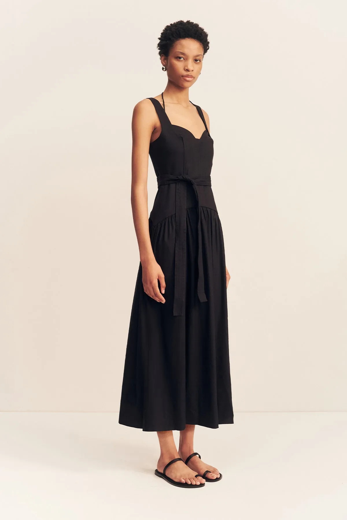 KASBAH BUSTIER GATHERED MIDI DRESS - BLACK sold by Shona Joy product image thumbnail 3
