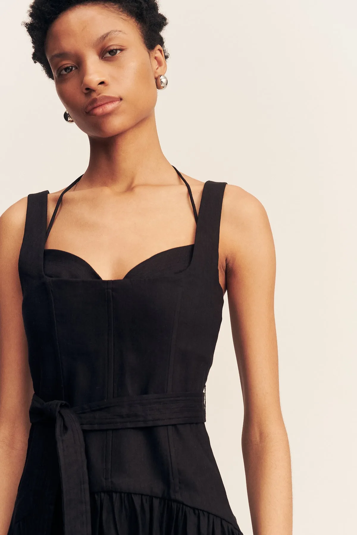 KASBAH BUSTIER GATHERED MIDI DRESS - BLACK sold by Shona Joy product image thumbnail 2