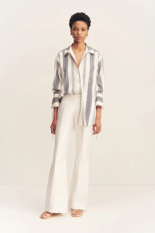 HARLOW OVERSIZED SHIRT - IVORY/ NAVY sold by Shona Joy