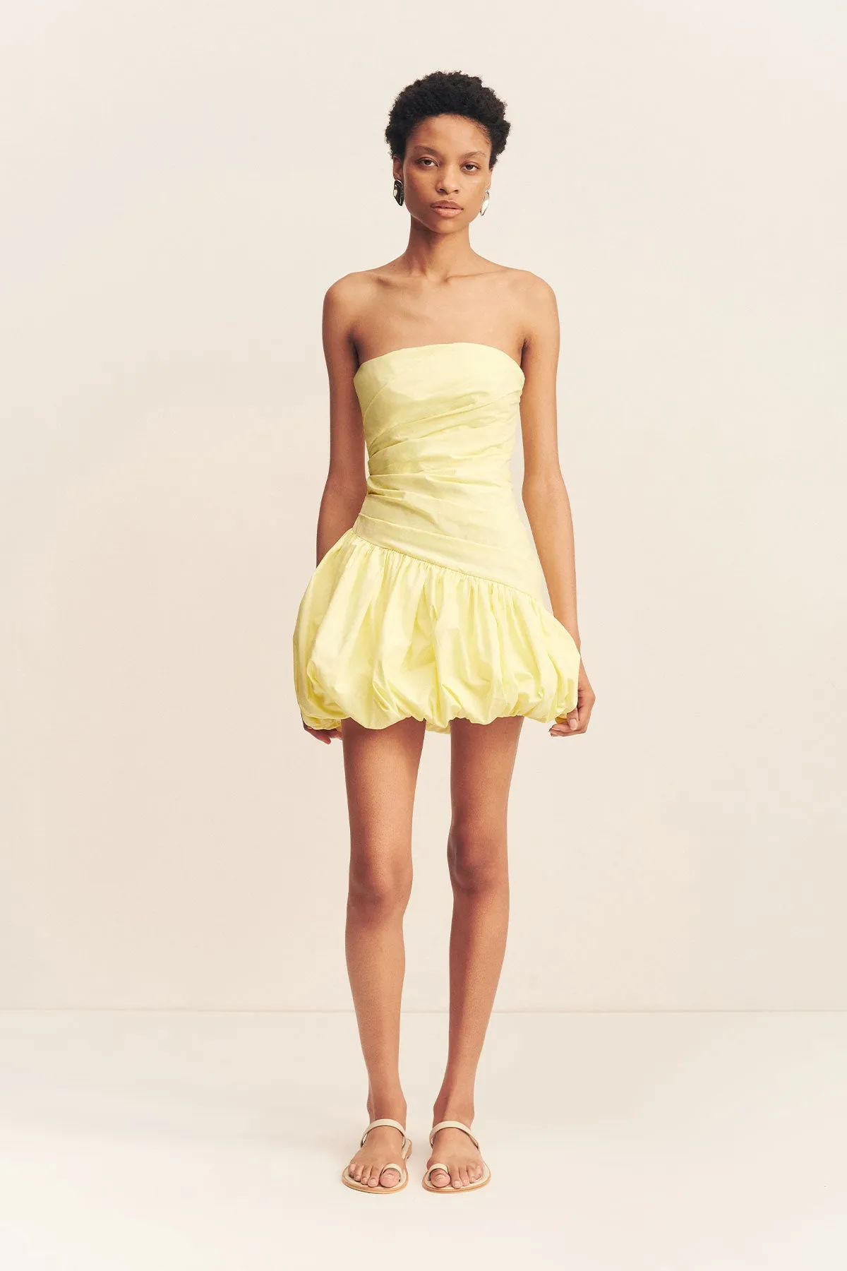 MAIORI STRAPLESS BUBBLE MINI DRESS - LEMON sold by Shona Joy