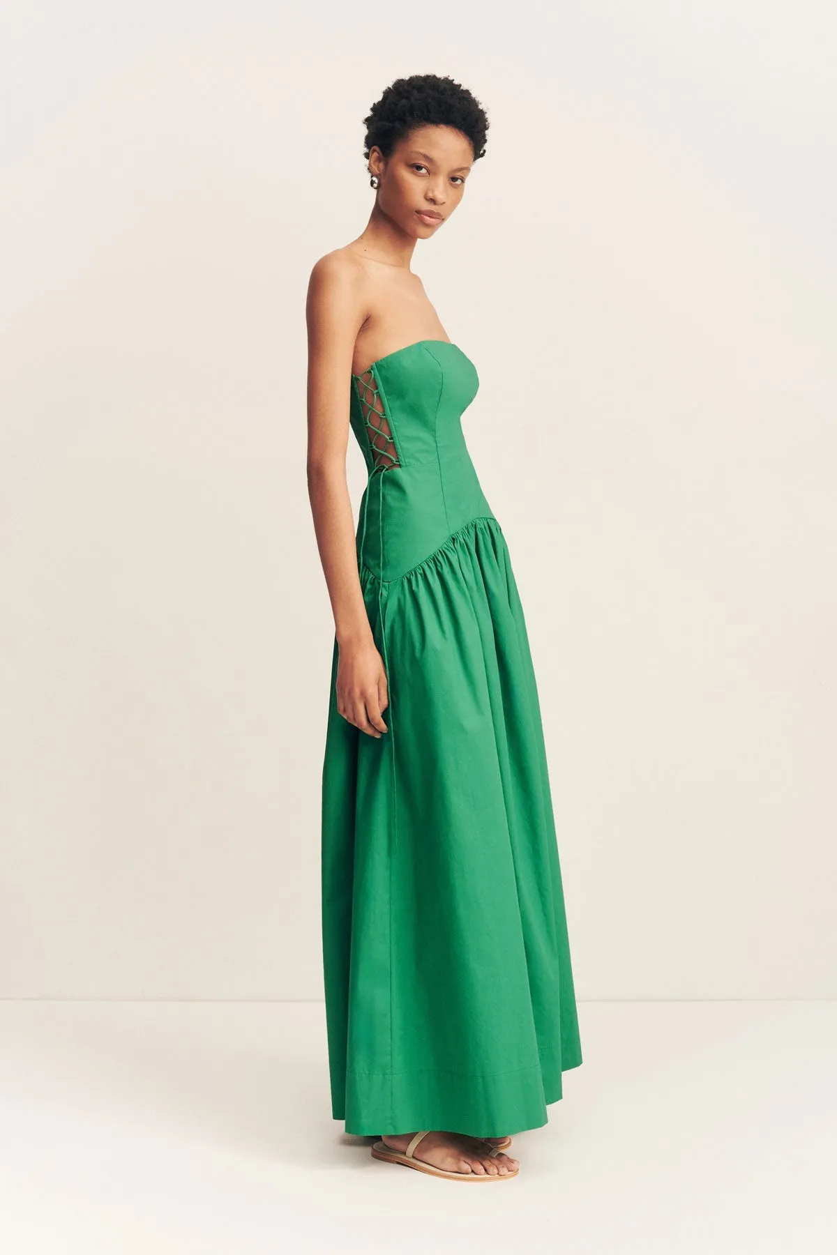 MAIORI LACE UP STRAPLESS MAXI DRESS - APPLE GREEN sold by Shona Joy product image thumbnail 3