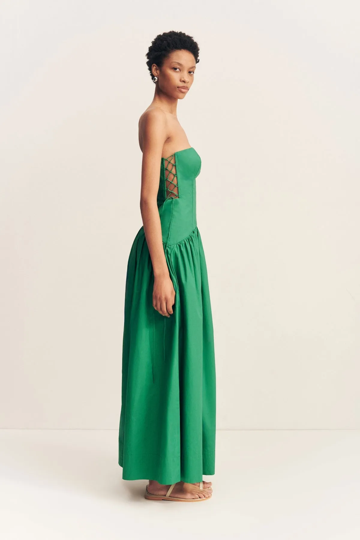 MAIORI LACE UP STRAPLESS MAXI DRESS - APPLE GREEN sold by Shona Joy product image thumbnail 4