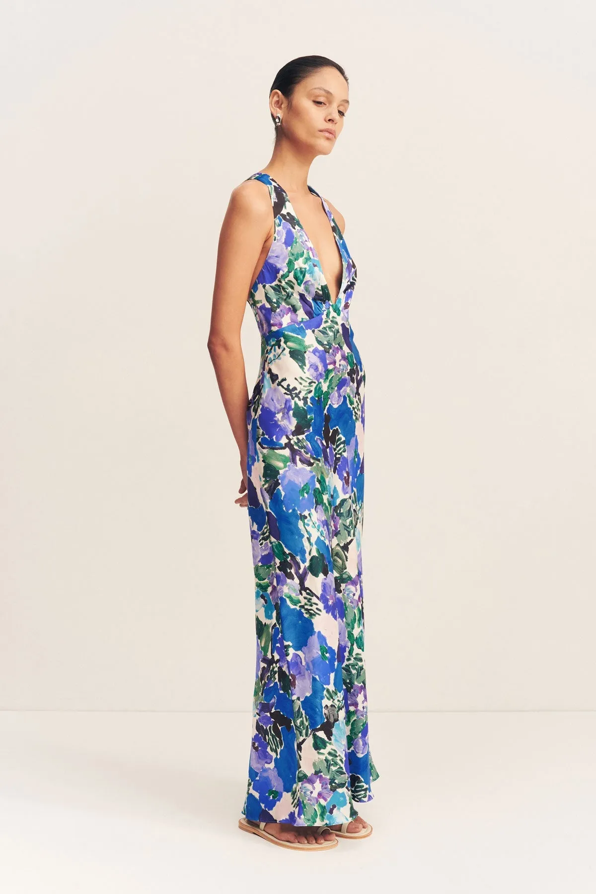 CURLEWIS PLUNGED CROSS BACK MAXI DRESS sold by Shona Joy product image thumbnail 3