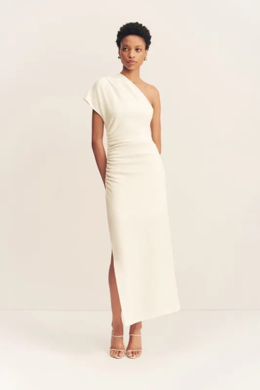BEAU ASYMMETRICAL MIDI DRESS - IVORY sold by Shona Joy