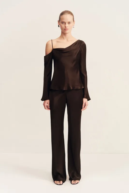 LA LUNE ASYMMETRICAL LONG SLEEVE TOP - BLACK sold by Shona Joy