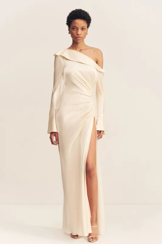 LA LUNE LONG SLEEVE GATHERED MAXI DRESS - CREAM sold by Shona Joy