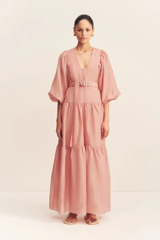 CELESTE PLUNGED TIERED MAXI DRESS - ROSE sold by Shona Joy