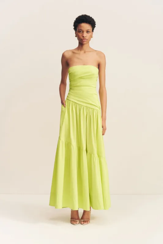 CAMPBELL STRAPLESS TIERED MAXI DRESS - LIME sold by Shona Joy