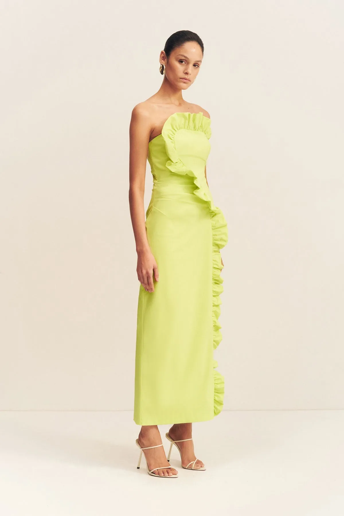 CAMPBELL RUFFLE MIDI DRESS - LIME sold by Shona Joy product image thumbnail 3