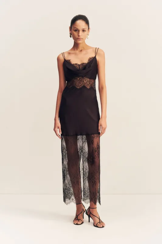 LABYRINTH LACE MAXI DRESS - BLACK sold by Shona Joy