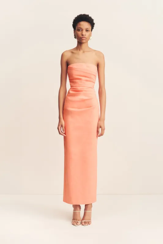 LANI STRAPLESS DRAPED MAXI DRESS - PEACH sold by Shona Joy