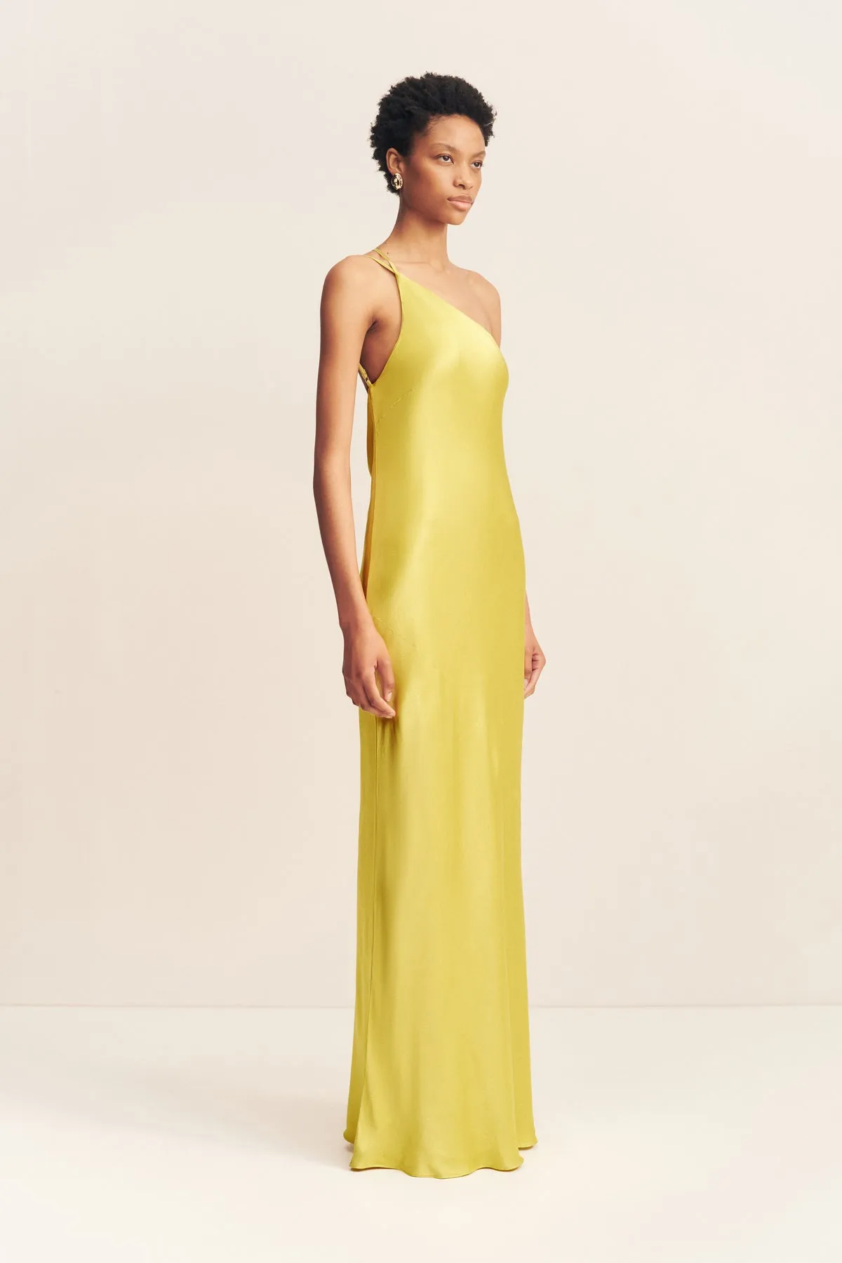 SOFIA ONE SHOULDER COWL MAXI DRESS - LIME sold by Shona Joy product image thumbnail 2