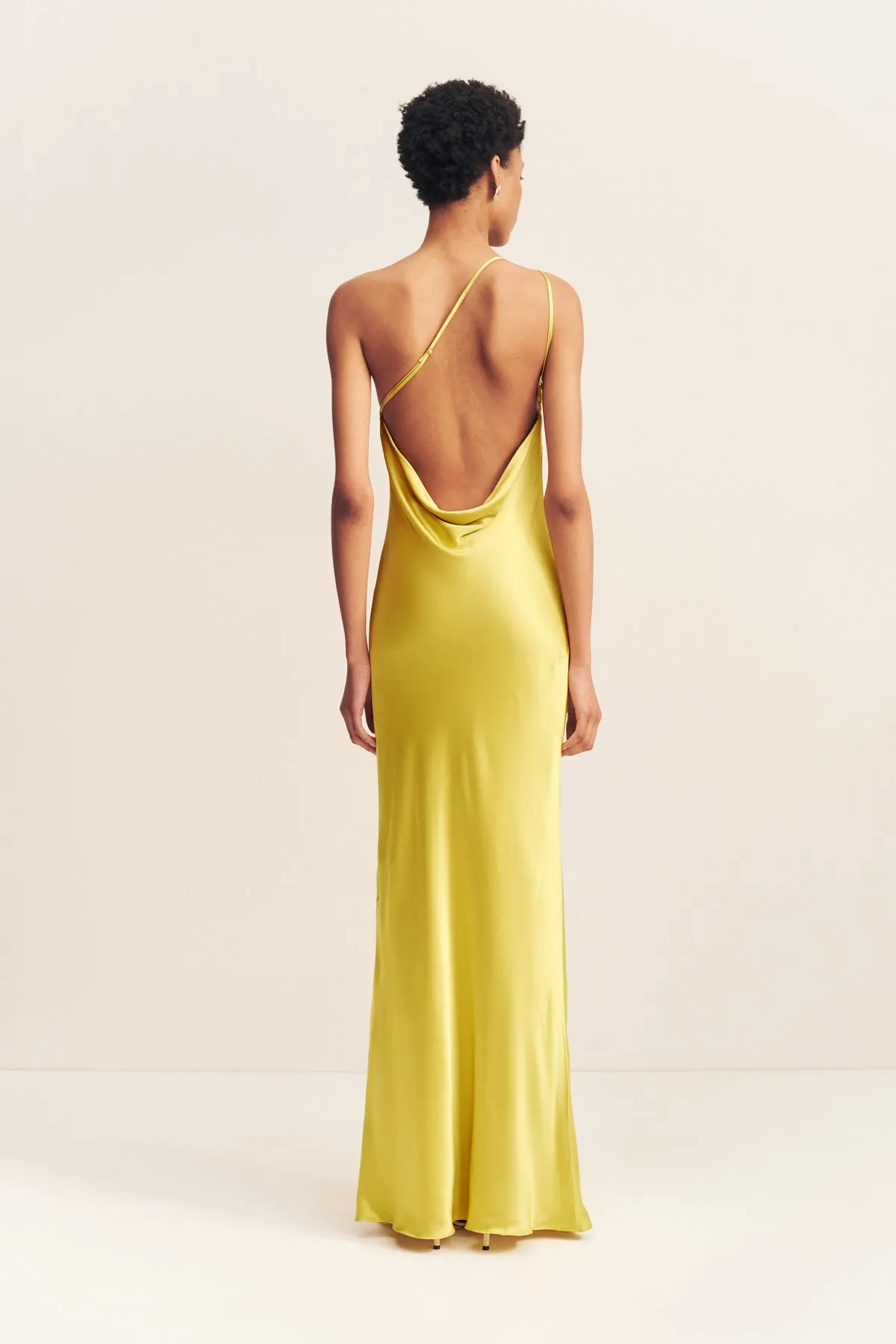 SOFIA ONE SHOULDER COWL MAXI DRESS - LIME sold by Shona Joy product image thumbnail 4