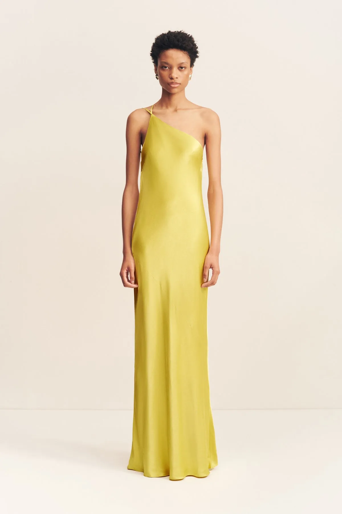 SOFIA ONE SHOULDER COWL MAXI DRESS - LIME sold by Shona Joy