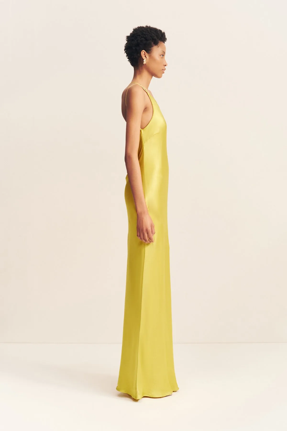 SOFIA ONE SHOULDER COWL MAXI DRESS - LIME sold by Shona Joy product image thumbnail 3
