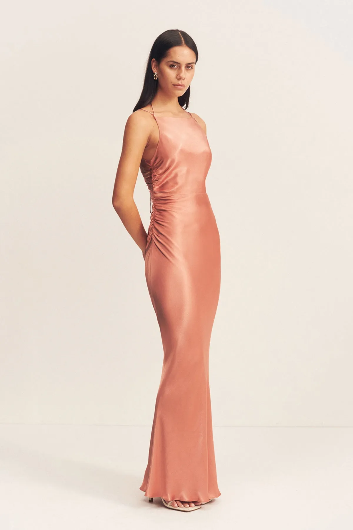 LA LUNE HIGH NECK RUCHED MAXI DRESS - ANTIQUE ROSE sold by Shona Joy product image thumbnail 3
