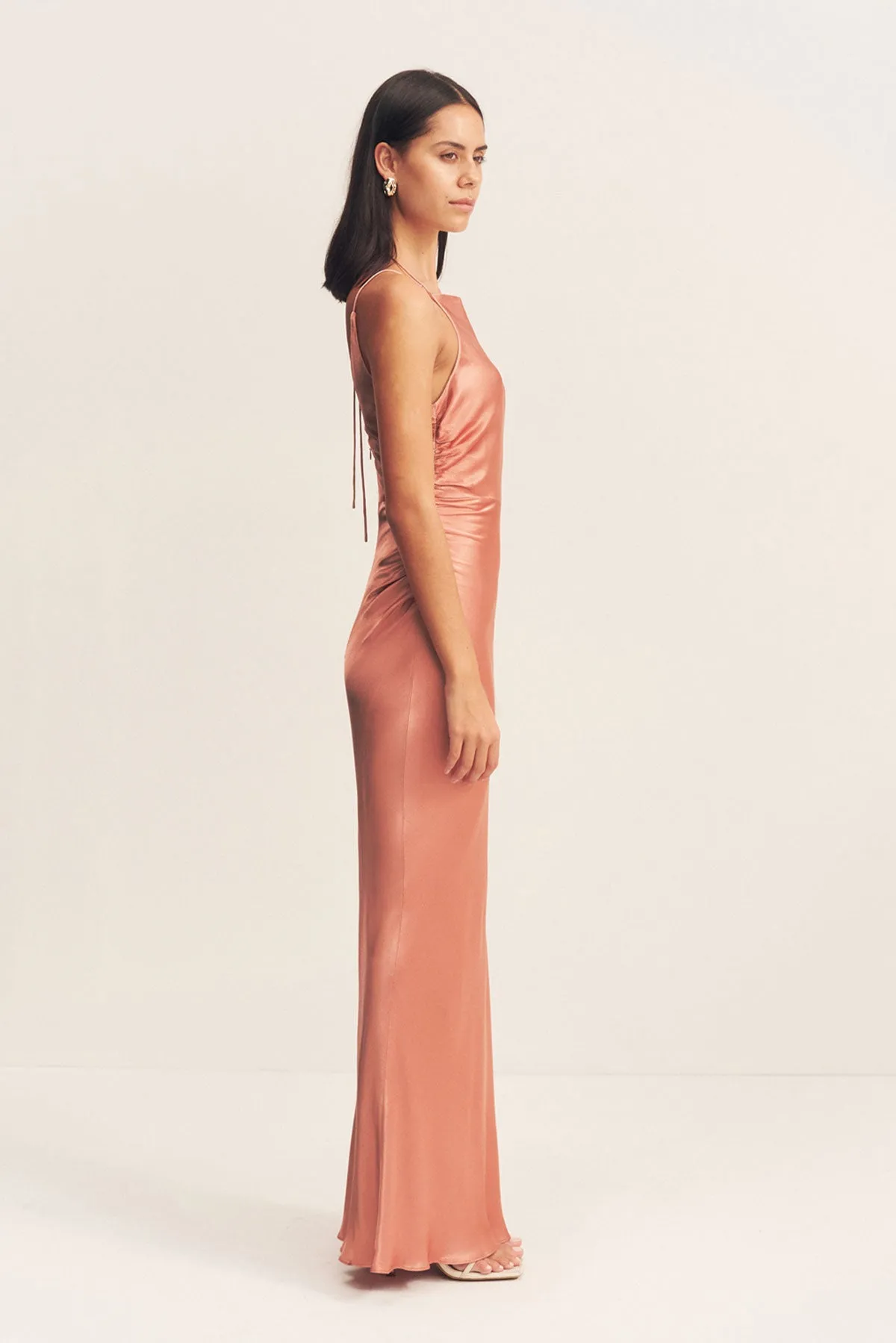LA LUNE HIGH NECK RUCHED MAXI DRESS - ANTIQUE ROSE sold by Shona Joy product image thumbnail 4