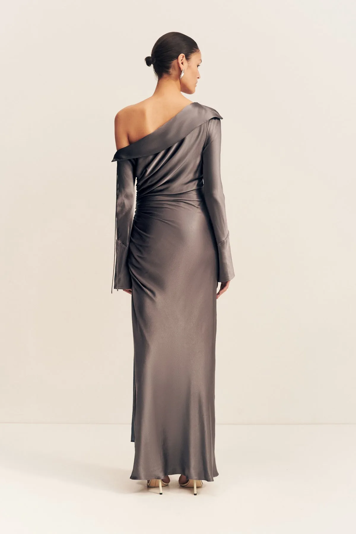 LA LUNE LONG SLEEVE GATHERED MAXI DRESS - GRAPHITE sold by Shona Joy product image thumbnail 5