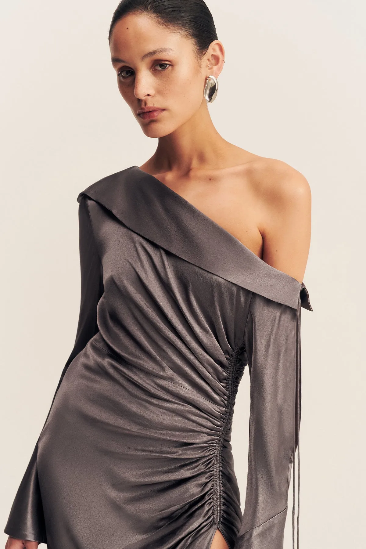 LA LUNE LONG SLEEVE GATHERED MAXI DRESS - GRAPHITE sold by Shona Joy product image thumbnail 2