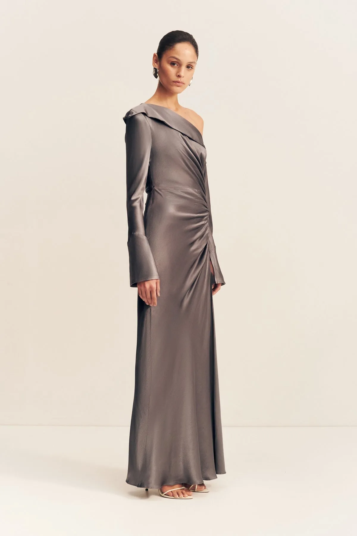 LA LUNE LONG SLEEVE GATHERED MAXI DRESS - GRAPHITE sold by Shona Joy product image thumbnail 3