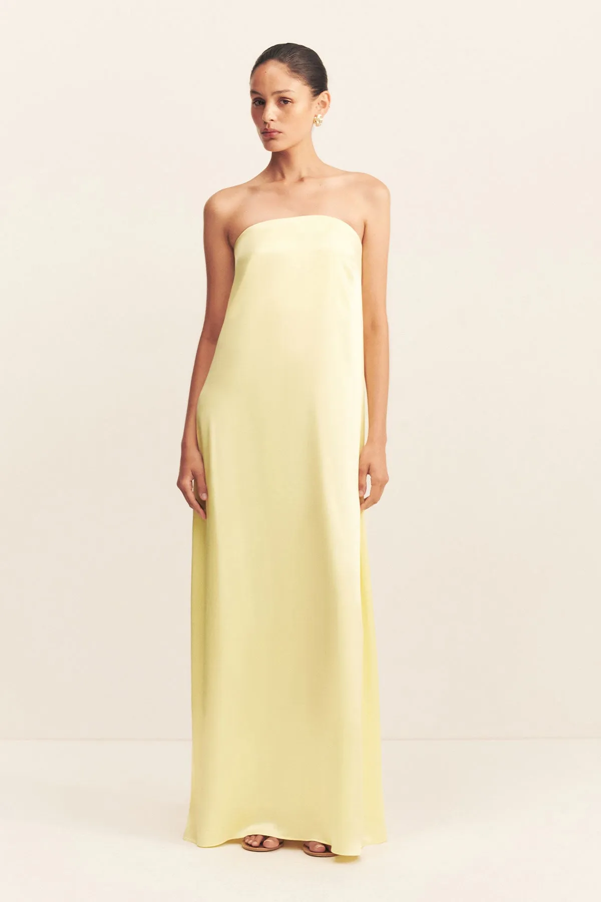 LA LUNE STRAPLESS COLUMN MAXI DRESS - LEMON sold by Shona Joy