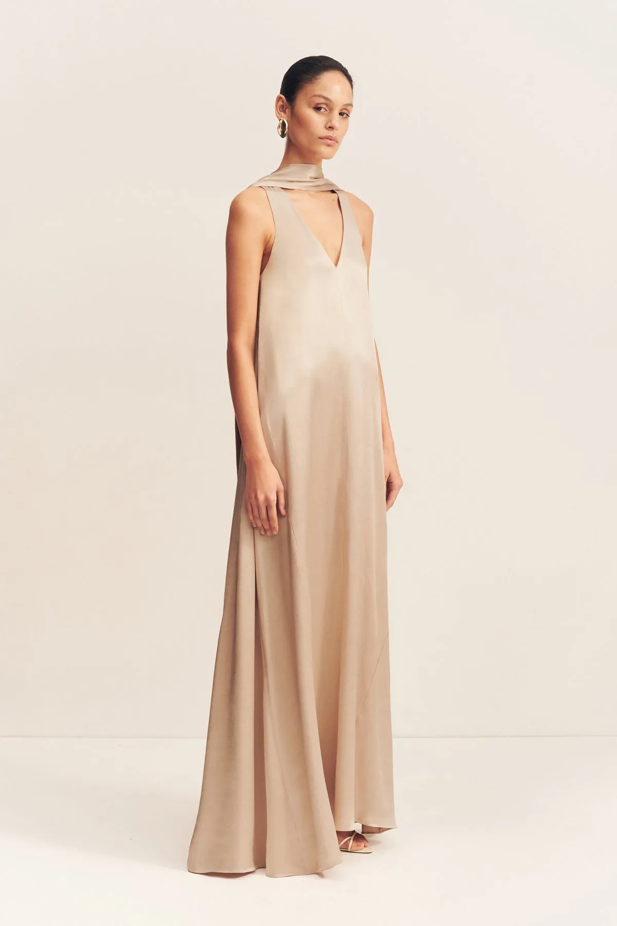 LA LUNE SCARF PANELLED MAXI DRESS - GOLD sold by Shona Joy product image thumbnail 3