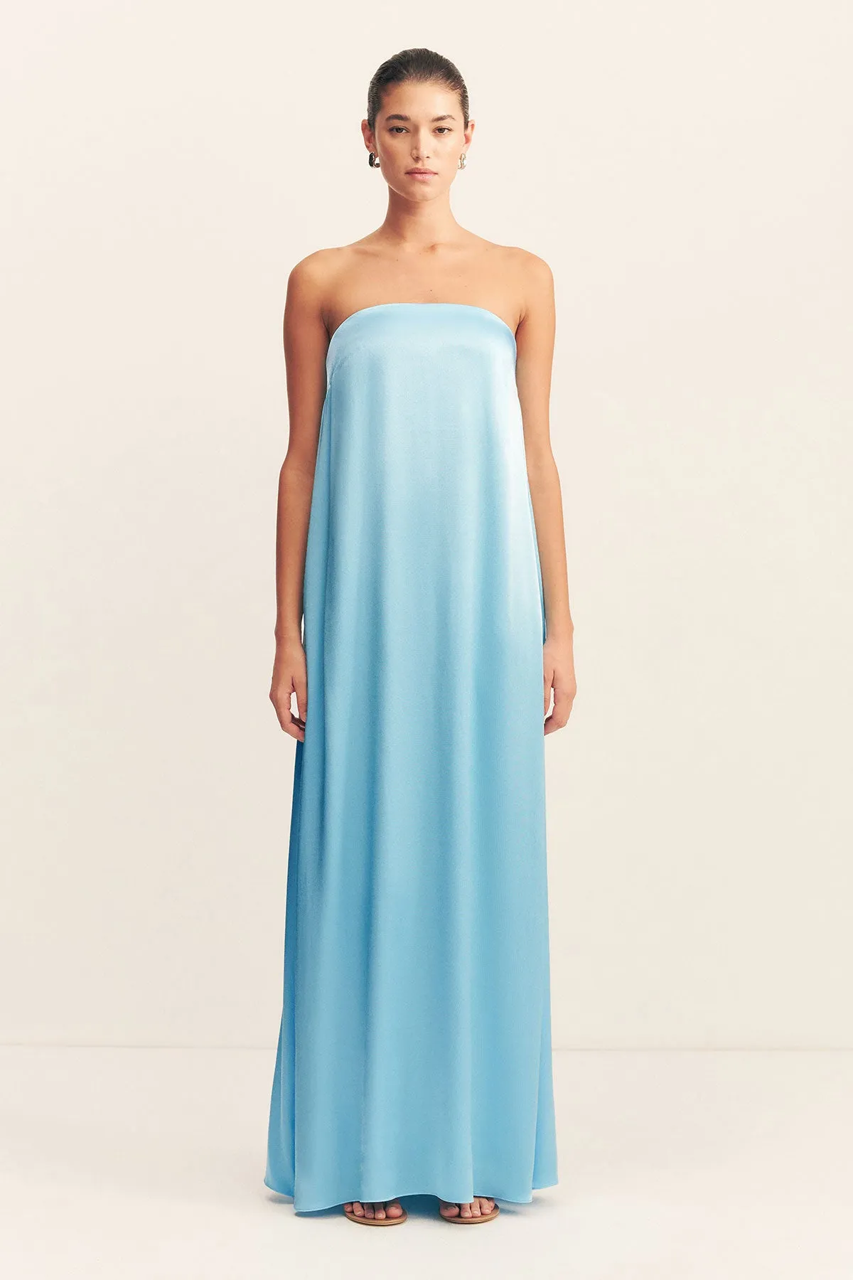 LA LUNE STRAPLESS COLUMN MAXI DRESS - ICEBERG BLUE sold by Shona Joy