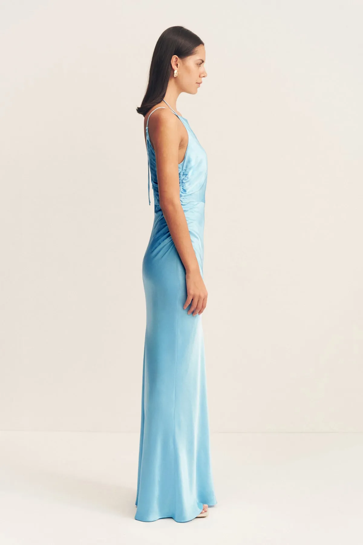 LA LUNE HIGH NECK RUCHED MAXI DRESS - ICEBERG BLUE sold by Shona Joy product image thumbnail 4