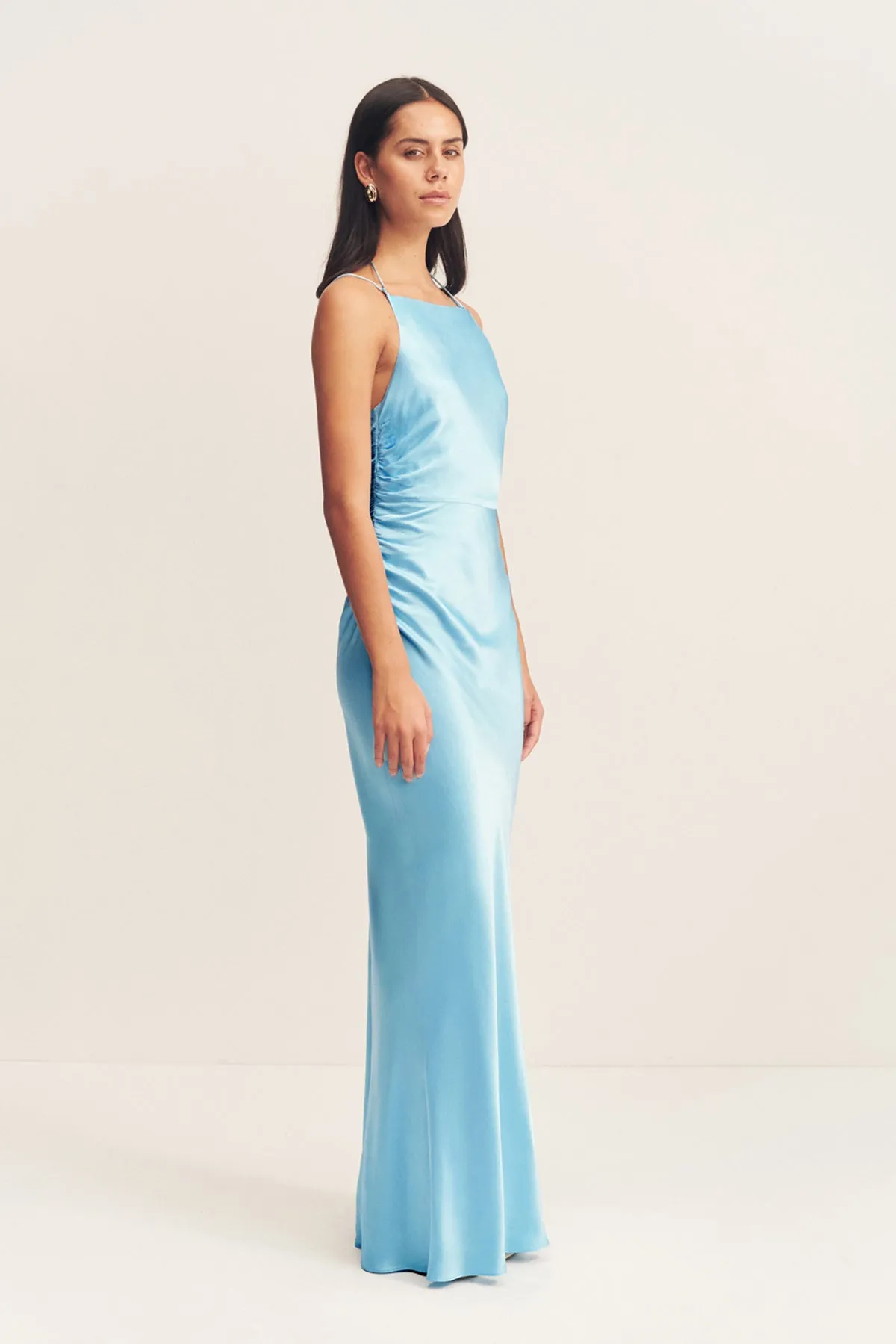LA LUNE HIGH NECK RUCHED MAXI DRESS - ICEBERG BLUE sold by Shona Joy product image thumbnail 3