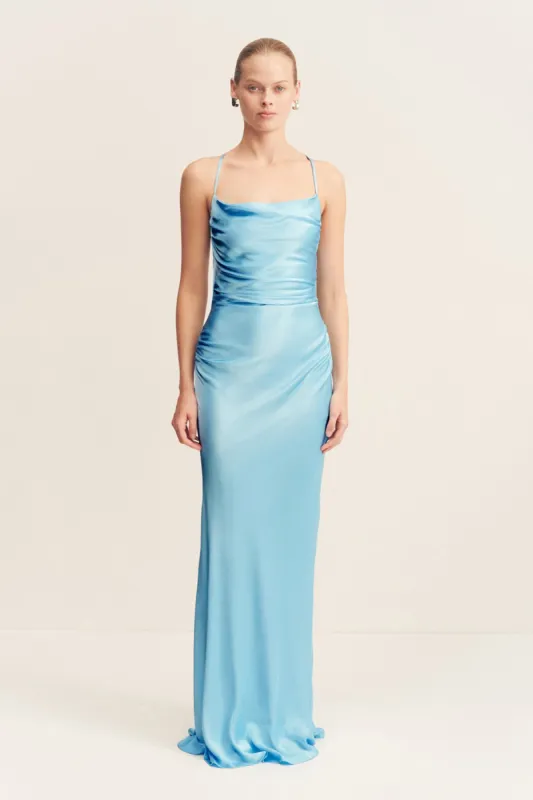 LA LUNE LACE BACK MAXI DRESS - ICEBERG BLUE sold by Shona Joy