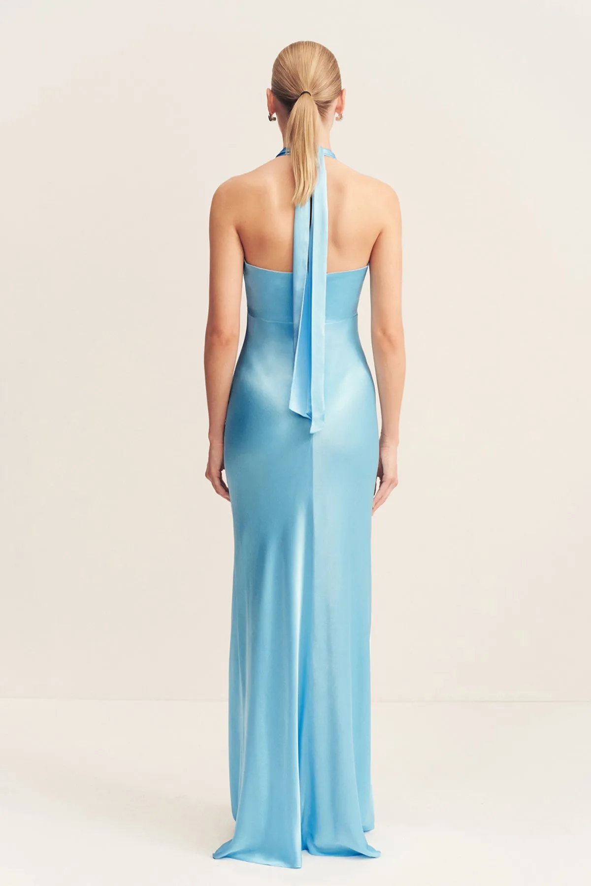 LA LUNE RUCHED HALTER MAXI DRESS - ICEBERG BLUE sold by Shona Joy product image thumbnail 5